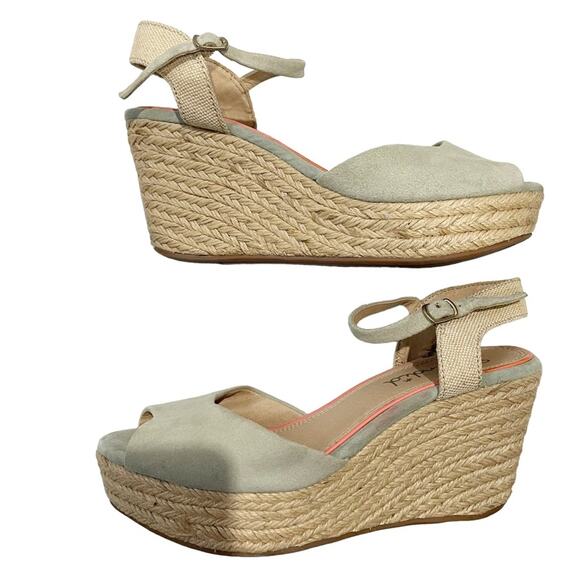 Splendid Women Wedges Ganes Seafoam Green Espadrille Size 7.5 and 3.5” Heel - Picture 3 of 5